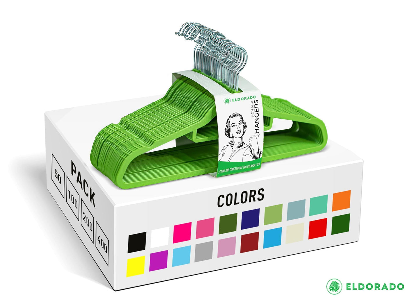 Non Slip Adult Hangers Multicolor for Everyday Use Value Packs Lime Green 50 Pcs