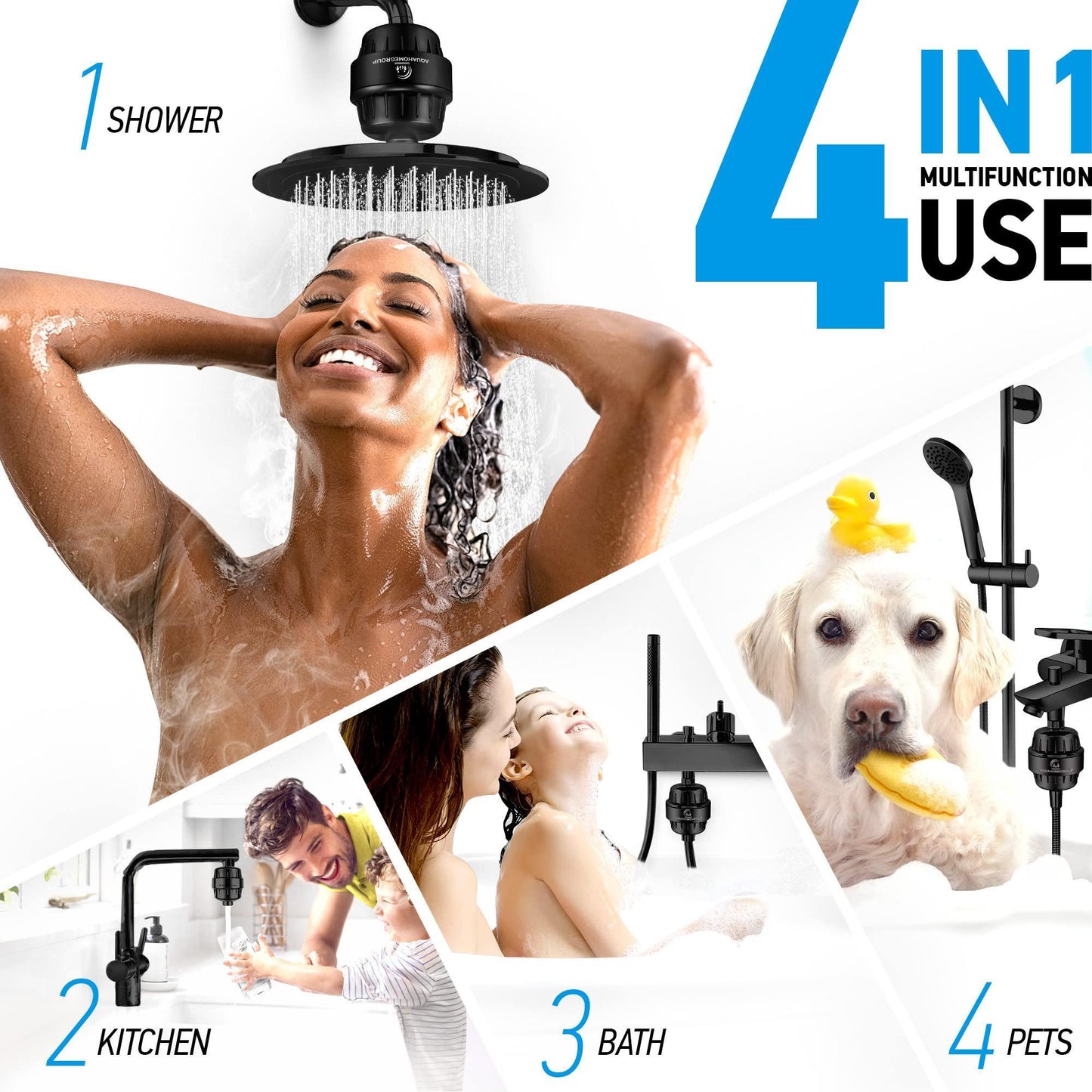 20 Stage Shower Head Filter with Vitamin C E A for Hard Water Black Color High